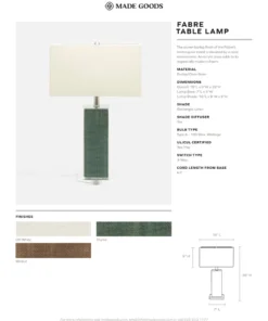 Made Goods Fabre Table Lamp Off White Burlap And Clear Resin New Arrivals