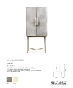 Bungalow 5 New Arrivals Florian Tall Bar Cabinet Gray