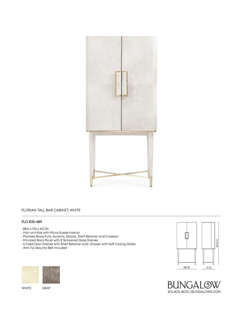 Bungalow 5 Florian Tall Bar Cabinet White 6 Bungalow 5 Florian Tall Bar Cabinet White