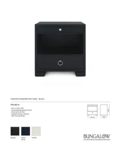 Bungalow 5 Frances 2 Drawer Side Table Black New Arrivals