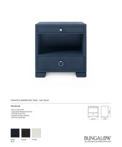 Bungalow 5 New Arrivals Frances 2 Drawer Side Table Navy Blue 19 Bungalow 5 New Arrivals Frances 2 Drawer Side Table Navy Blue