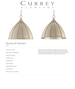 Currey And Company New Arrivals Fenchurch Pendant