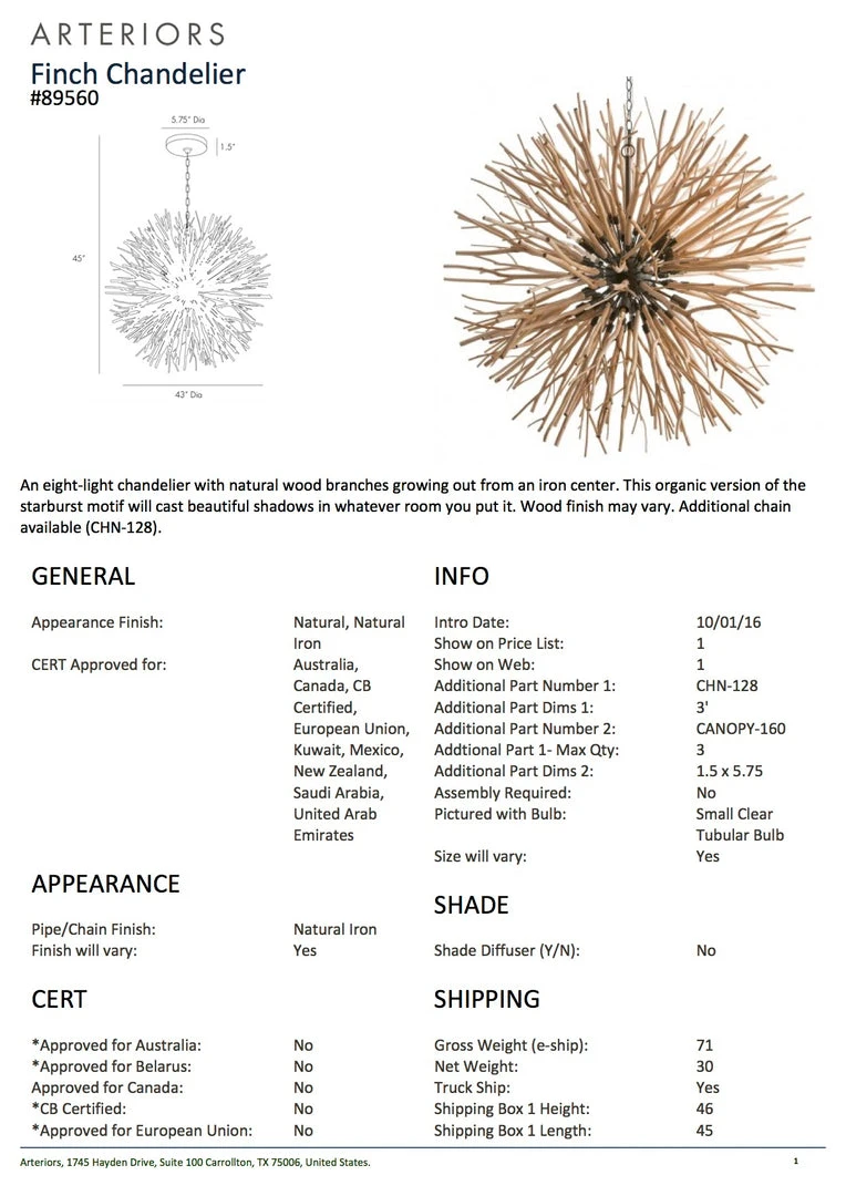 Arteriors Home Finch Chandelier Natural New Arrivals 8 Arteriors Home Finch Chandelier Natural New Arrivals