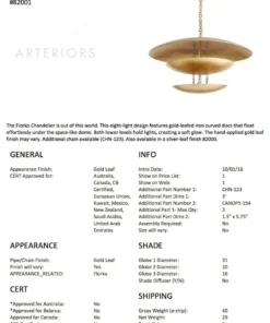 Arteriors Home Florko Chandelier Gold Leaf 18 Arteriors Home Florko Chandelier Gold Leaf