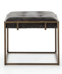 Four Hands New Arrivals Oxford End Table Ebony Leather