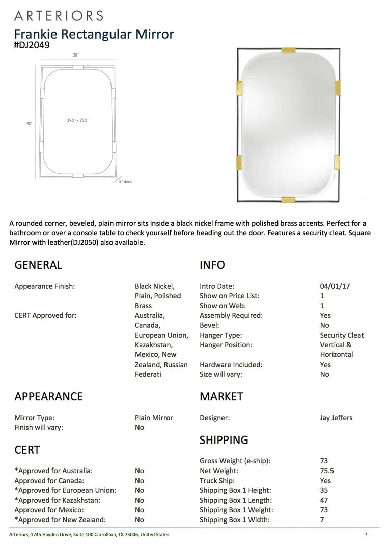 Arteriors Home Frankie Rectangular Mirror 7 Arteriors Home Frankie Rectangular Mirror