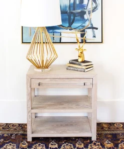 Worlds Away New Arrivals Garbo Side Table Cerused Oak