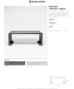 Made Goods Gustav Coffee Table Warm Silver Faux Linen