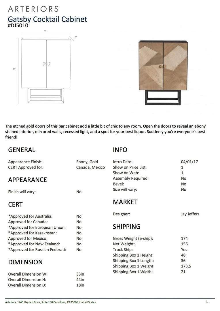Arteriors Home Gatsby Cocktail Cabinet 7 Arteriors Home Gatsby Cocktail Cabinet