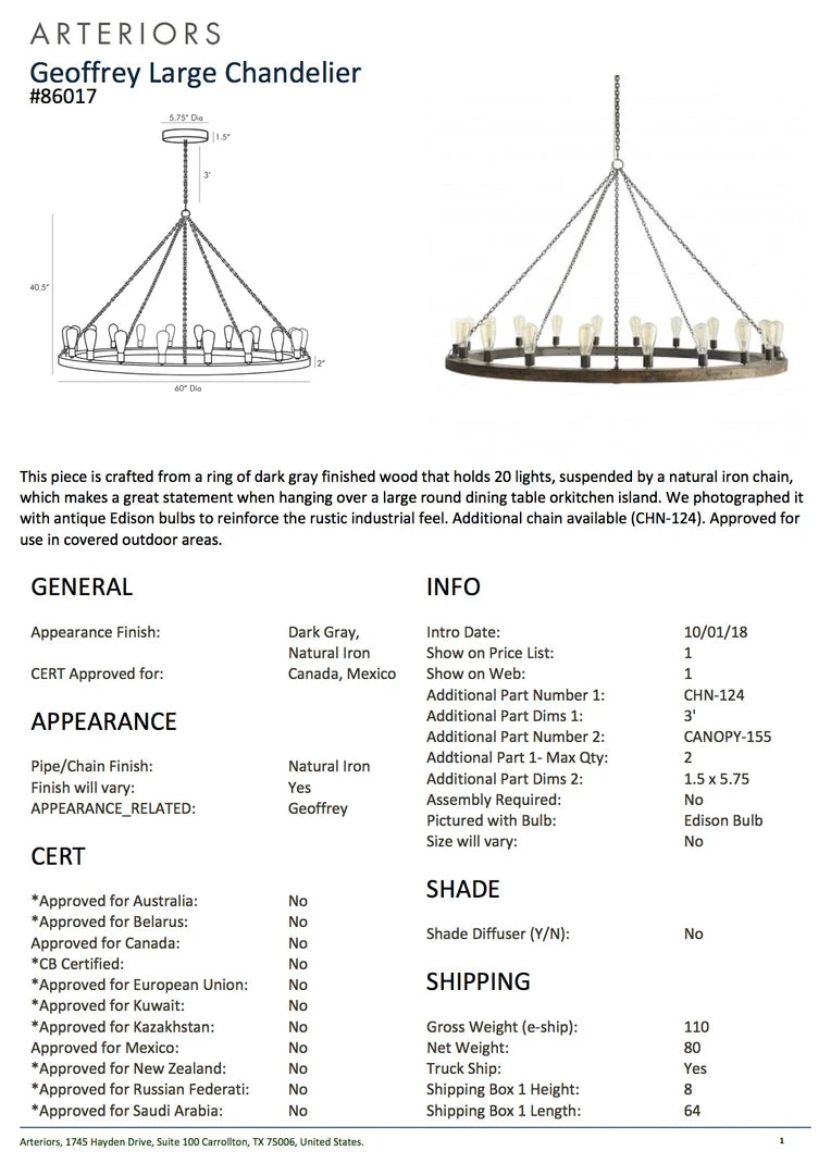 Arteriors Home Geoffrey Large Chandelier New Arrivals 7 Arteriors Home Geoffrey Large Chandelier New Arrivals