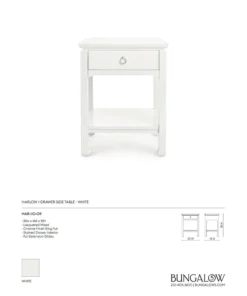 Bungalow 5 Harlow 1 Drawer Side Table White New Arrivals