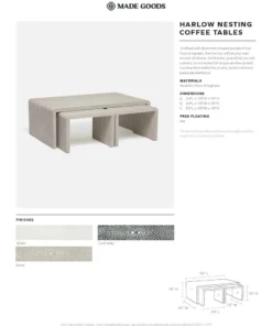 Made Goods New Arrivals Harlow Nesting Coffee Tables Blanc Faux Shagreen
