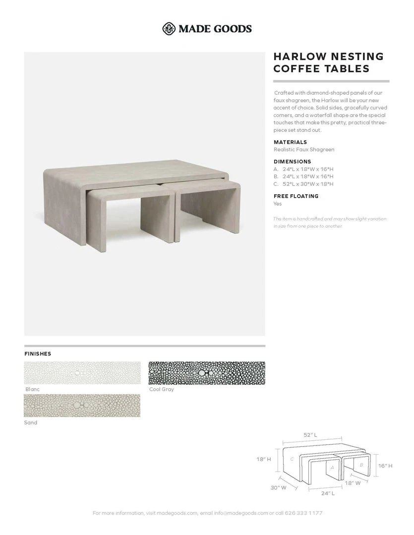 Made Goods Harlow Nesting Coffee Tables Sand Faux Shagreen 5 Made Goods Harlow Nesting Coffee Tables Sand Faux Shagreen