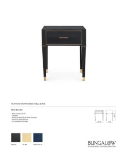 Bungalow 5 New Arrivals Hunter 2 Drawer Side Table Black 14 Bungalow 5 New Arrivals Hunter 2 Drawer Side Table Black