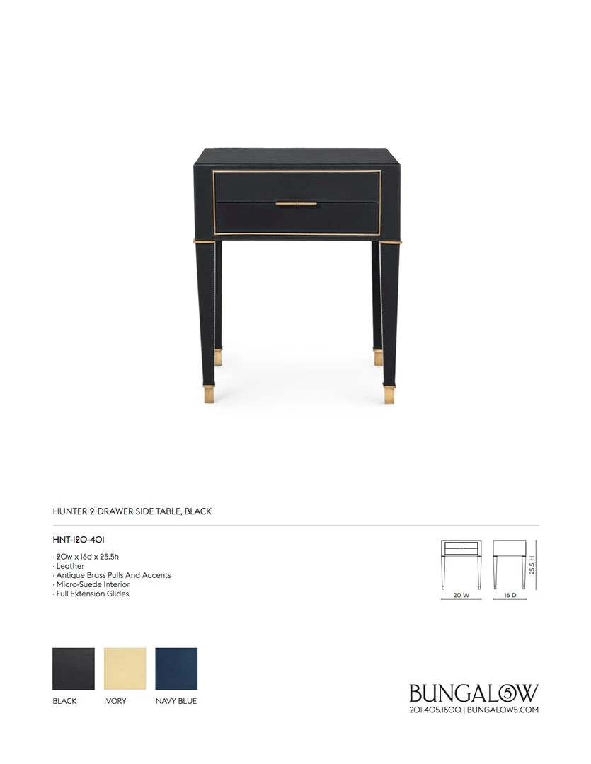 Bungalow 5 New Arrivals Hunter 2 Drawer Side Table Black 6 Bungalow 5 New Arrivals Hunter 2 Drawer Side Table Black