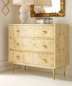 Worlds Away Hudson Burlwood Chest Gold Leaf