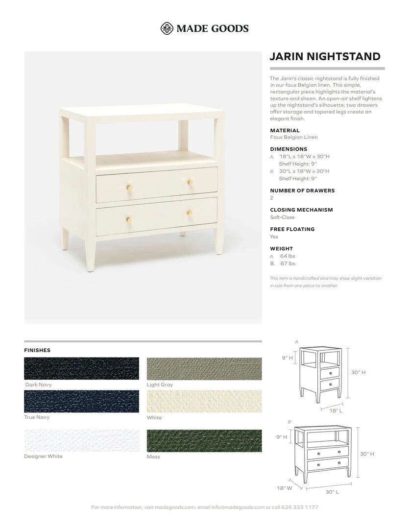 Made Goods Jarin Single Nightstand Dark Navy Faux Belgian Linen New Arrivals 6 Made Goods Jarin Single Nightstand Dark Navy Faux Belgian Linen New Arrivals