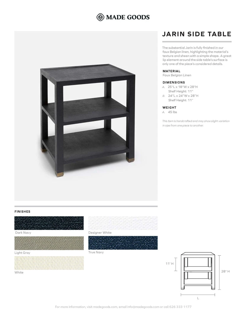 Made Goods New Arrivals Jarin Side Table Light Gray Faux Belgian Linen 6 Made Goods New Arrivals Jarin Side Table Light Gray Faux Belgian Linen