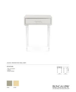 Bungalow 5 New Arrivals Jolene 1 Drawer Side Table Gray 13 Bungalow 5 New Arrivals Jolene 1 Drawer Side Table Gray