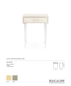 Bungalow 5 New Arrivals Jolene 1 Drawer Side Table Ivory