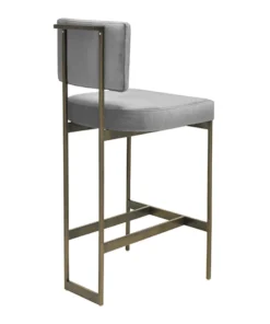 Worlds Away New Arrivals Jones Bar Stool Gray Velvet And Bronze