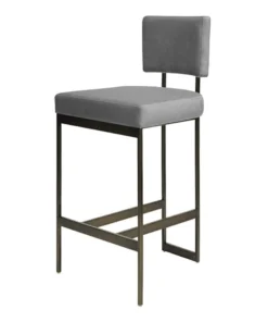Worlds Away New Arrivals Jones Bar Stool Gray Velvet And Bronze