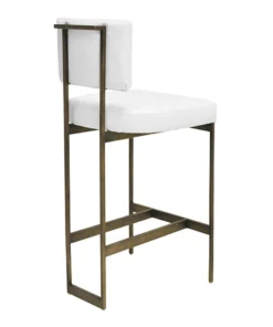 Worlds Away New Arrivals Jones Bar Stool White Vinyl And Bronze
