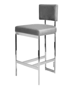 Worlds Away New Arrivals Jones Bar Stool Gray Velvet And Nickel