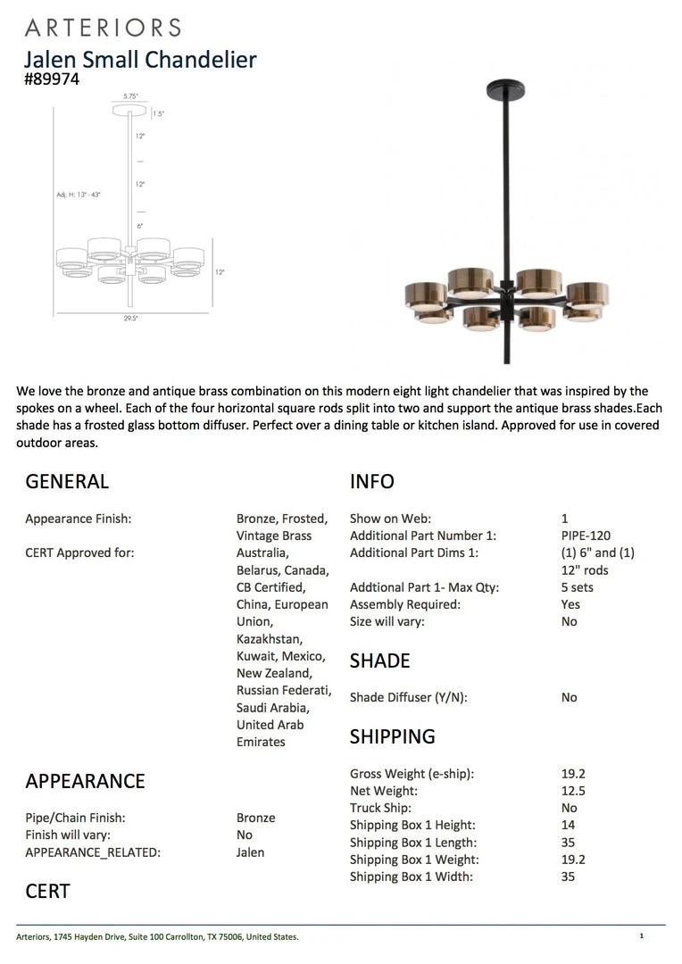 Arteriors Home New Arrivals Jalen Small Bronze Chandelier 7 Arteriors Home New Arrivals Jalen Small Bronze Chandelier