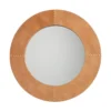 Jamie Young Cross Stitch Round Mirror Buff Leather New Arrivals