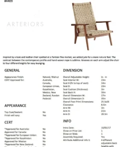 Arteriors Home New Arrivals Jericho Reclining Chair