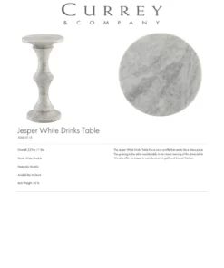 Currey And Company Jesper White Drinks Table New Arrivals