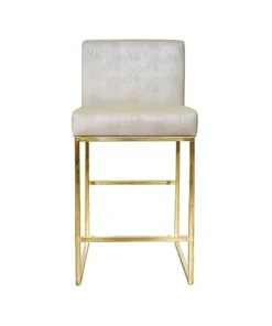 Worlds Away New Arrivals Kingston Beige Counter Stool Brass