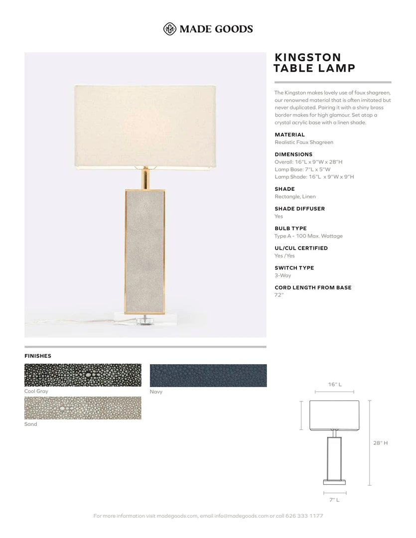 Made Goods Kingston Table Lamp Navy Faux Shagreen New Arrivals 6 Made Goods Kingston Table Lamp Navy Faux Shagreen New Arrivals