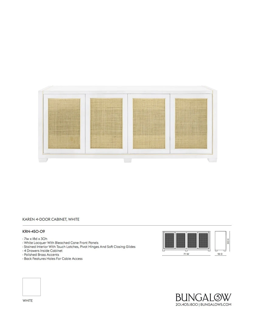 Bungalow 5 Karen 4 Door Cabinet White New Arrivals 6 Bungalow 5 Karen 4 Door Cabinet White New Arrivals