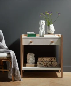 Made Goods Kennedy Double Nightstand Pristine And Bleached Oak New Arrivals