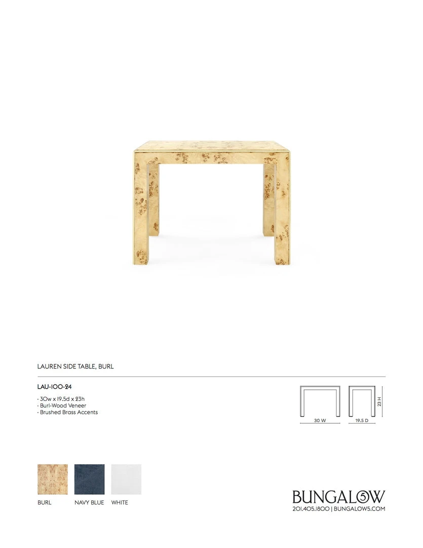 Bungalow 5 Lauren Side Table Burl 6 Bungalow 5 Lauren Side Table Burl