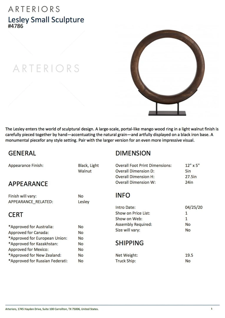 Arteriors Home Lesley Small Sculpture New Arrivals 8 Arteriors Home Lesley Small Sculpture New Arrivals