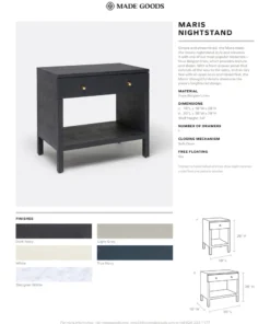 Made Goods Maris Double Nightstand Designer White Faux Belgian Linen New Arrivals