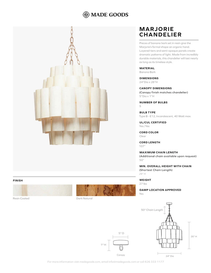 Made Goods Marjorie Chandelier Resin Coated Banana Bark New Arrivals 7 Made Goods Marjorie Chandelier Resin Coated Banana Bark New Arrivals