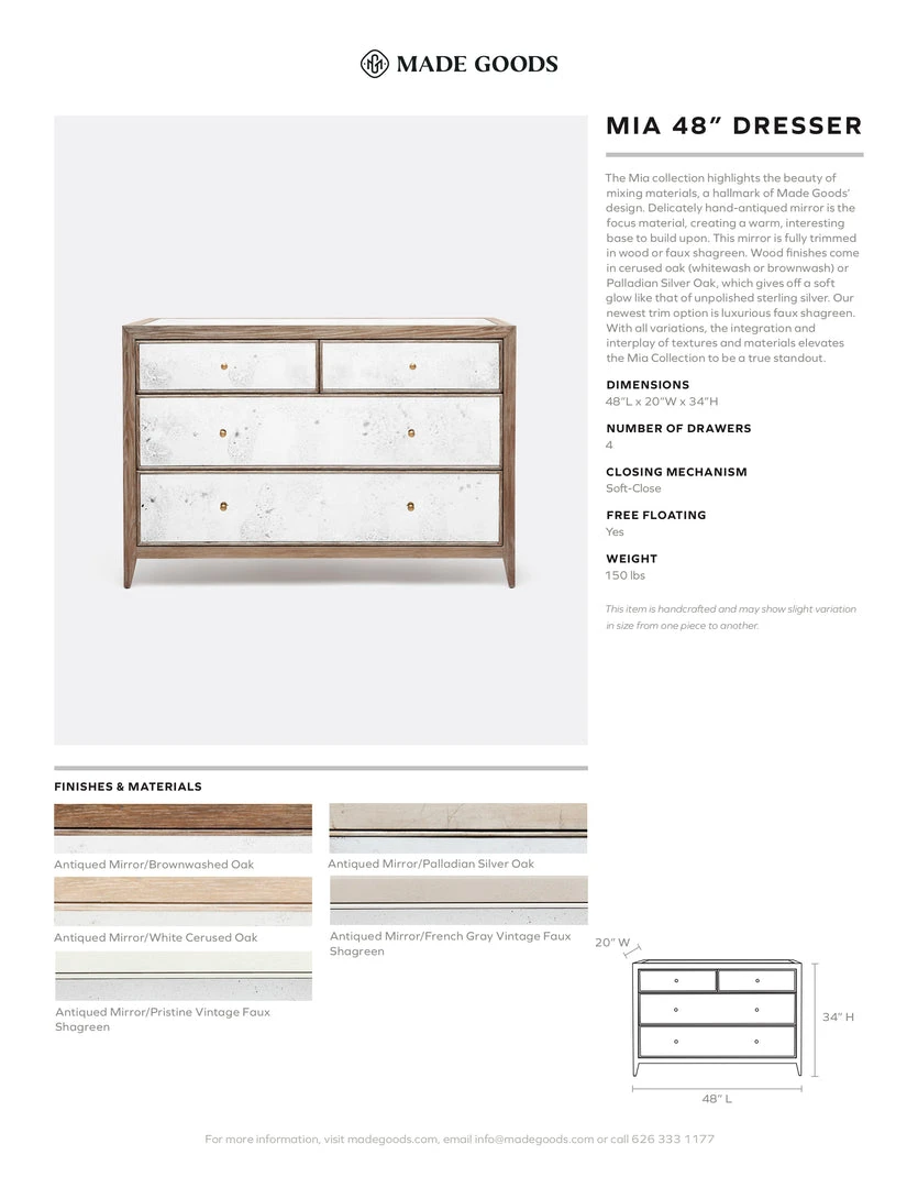 Made Goods Mia 48" Dresser White Cerused Oak 4 Made Goods Mia 48" Dresser White Cerused Oak