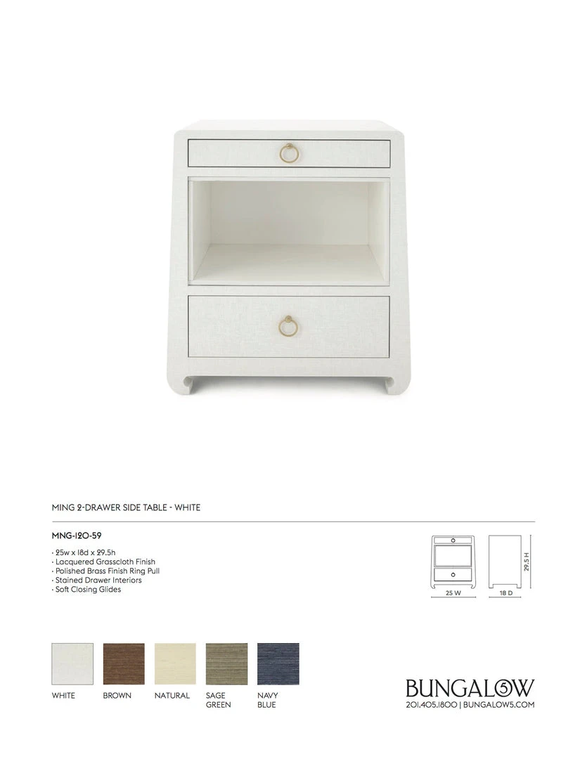 Bungalow 5 Ming 2 Drawer Side Table White New Arrivals 7 Bungalow 5 Ming 2 Drawer Side Table White New Arrivals