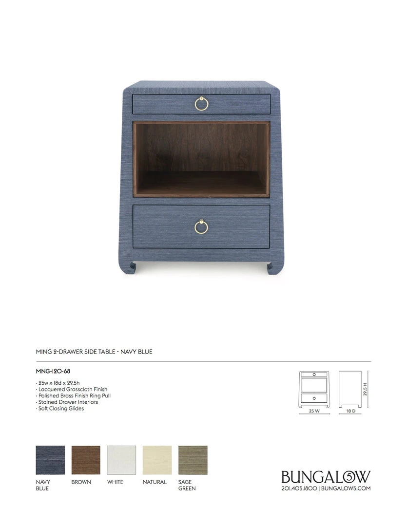Bungalow 5 New Arrivals Ming 2 Drawer Side Table Navy Blue 6 Bungalow 5 New Arrivals Ming 2 Drawer Side Table Navy Blue