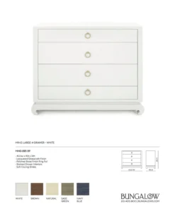 Bungalow 5 New Arrivals Ming Large 4 Drawer Chest White
