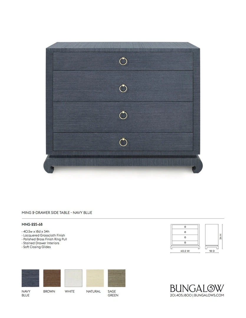 Bungalow 5 Ming Large 4 Drawer Chest Navy Blue 6 Bungalow 5 Ming Large 4 Drawer Chest Navy Blue