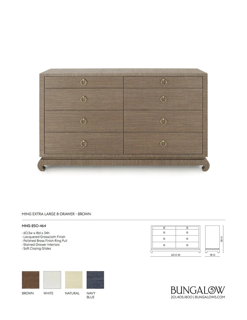 Bungalow 5 New Arrivals Ming Extra Large 8 Drawer Dresser Brown 6 Bungalow 5 New Arrivals Ming Extra Large 8 Drawer Dresser Brown