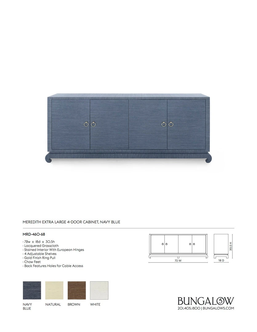 Bungalow 5 New Arrivals Meredith Extra Large 4 Door Cabinet Navy Blue 7 Bungalow 5 New Arrivals Meredith Extra Large 4 Door Cabinet Navy Blue