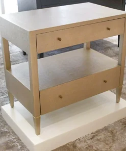 Made Goods Conrad Double Nightstand Champagne Faux Raffia