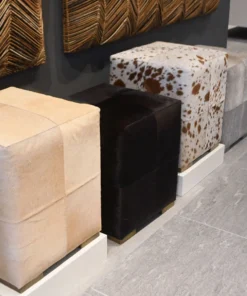 Made Goods Essex Stool Dark Brown Hair On Hide Leather