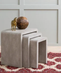 Made Goods Harlow Nesting Tables Sand Faux Shagreen